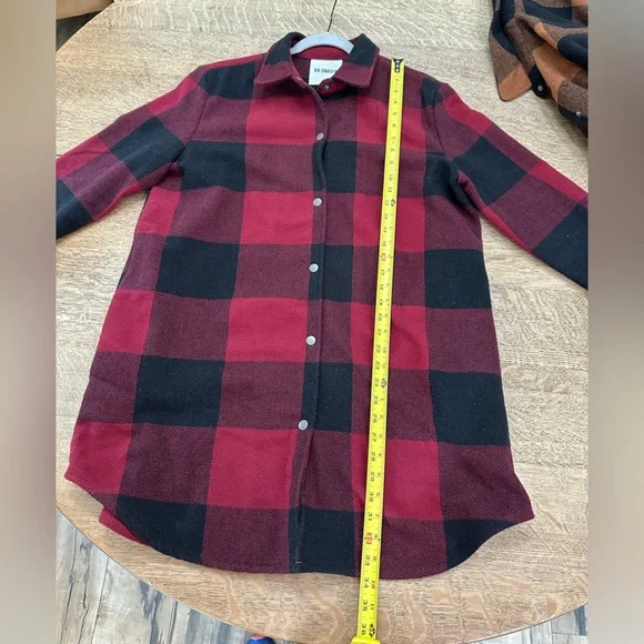 BB Dakota Anthropologie Eldridge Buffalo Plaid Jacket Shacket Dark Red Large - Picture 13 of 16